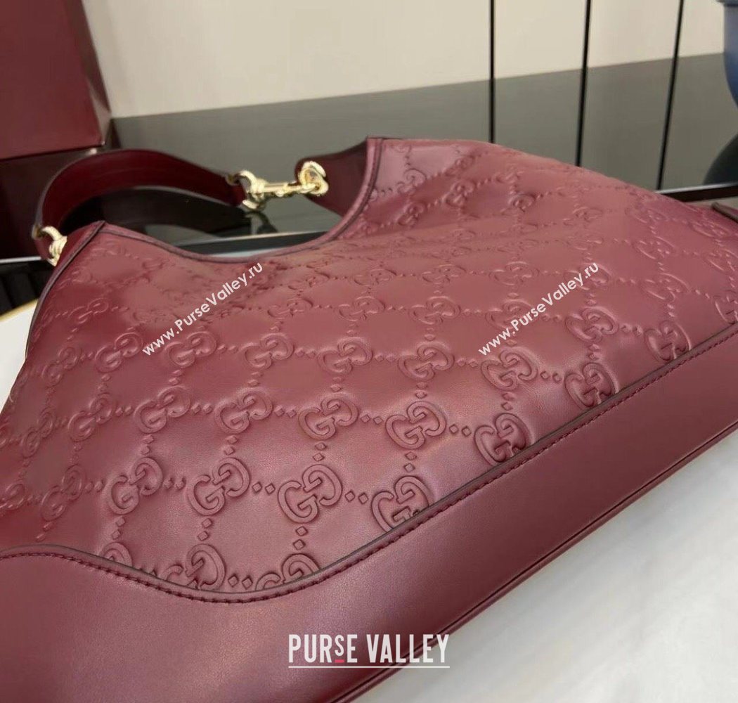 Gucci B medium shoulder bag in GG Leather Ancora Red 2025 834981 (XLU-250701005)