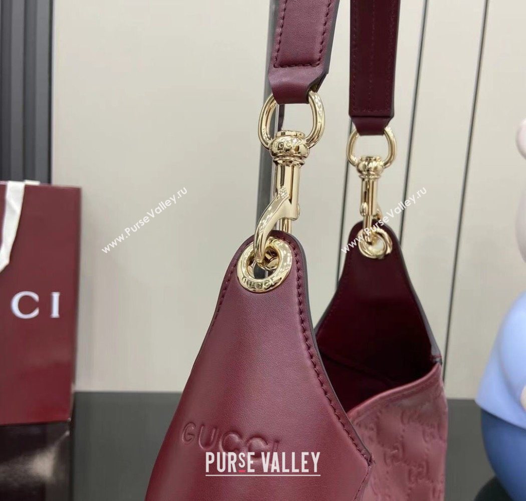 Gucci B medium shoulder bag in GG Leather Ancora Red 2025 834981 (XLU-250701005)