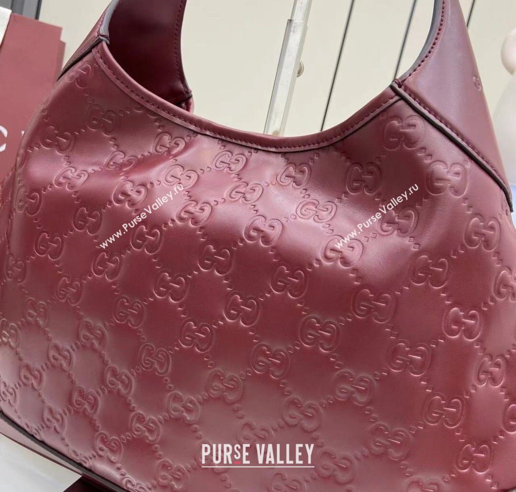 Gucci B medium shoulder bag in GG Leather Ancora Red 2025 834981 (XLU-250701005)