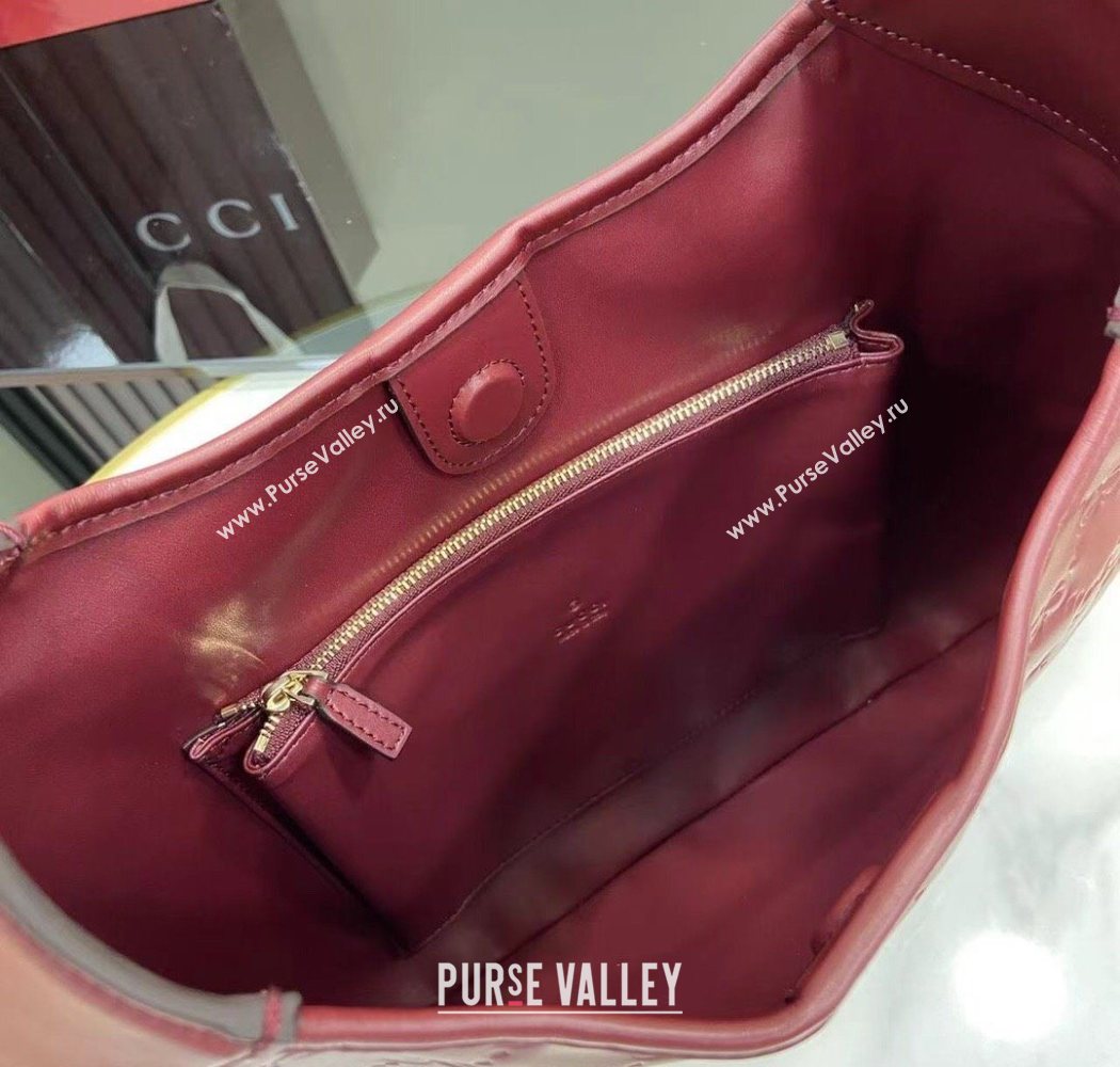 Gucci B medium shoulder bag in GG Leather Ancora Red 2025 834981 (XLU-250701005)