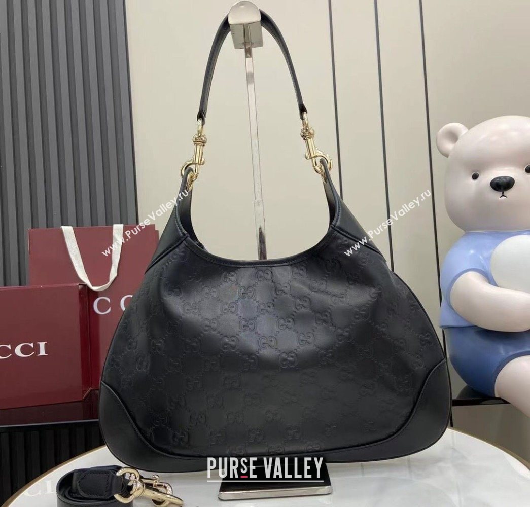 Gucci B medium shoulder bag in GG Leather Black 2025 834981 (XLU-250701006)