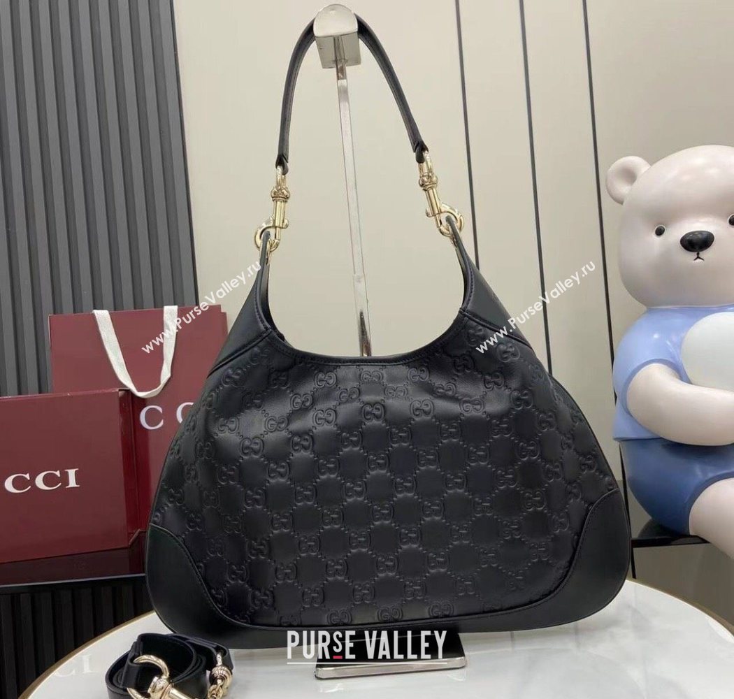 Gucci B medium shoulder bag in GG Leather Black 2025 834981 (XLU-250701006)