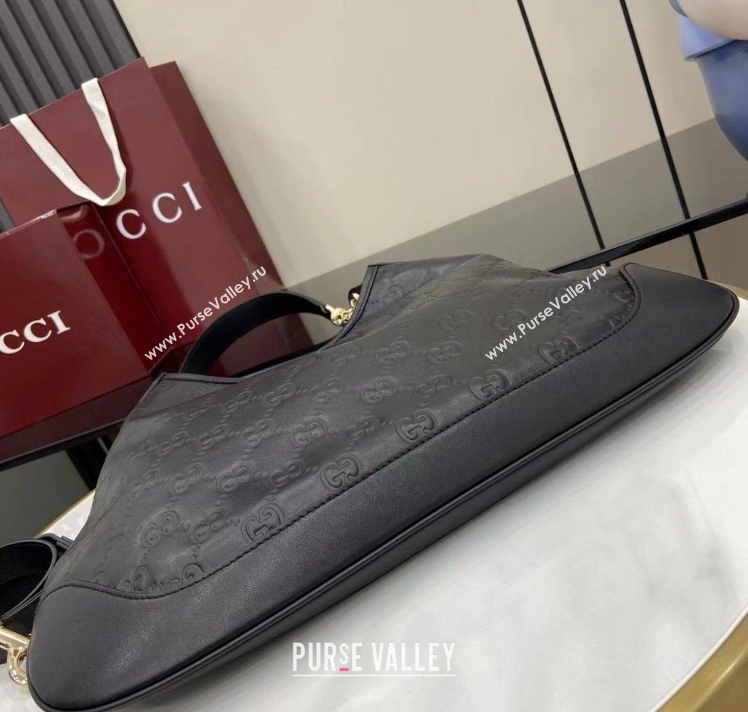 Gucci B medium shoulder bag in GG Leather Black 2025 834981 (XLU-250701006)