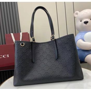 Gucci GG Leather Emblem Large Tote bag 815213 Black 2025 (XLU-250701011)