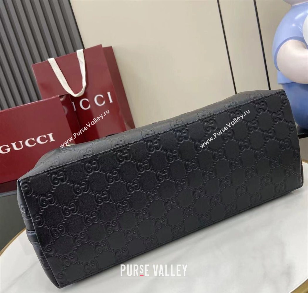 Gucci GG Leather Emblem Large Tote bag 815213 Black 2025 (XLU-250701011)