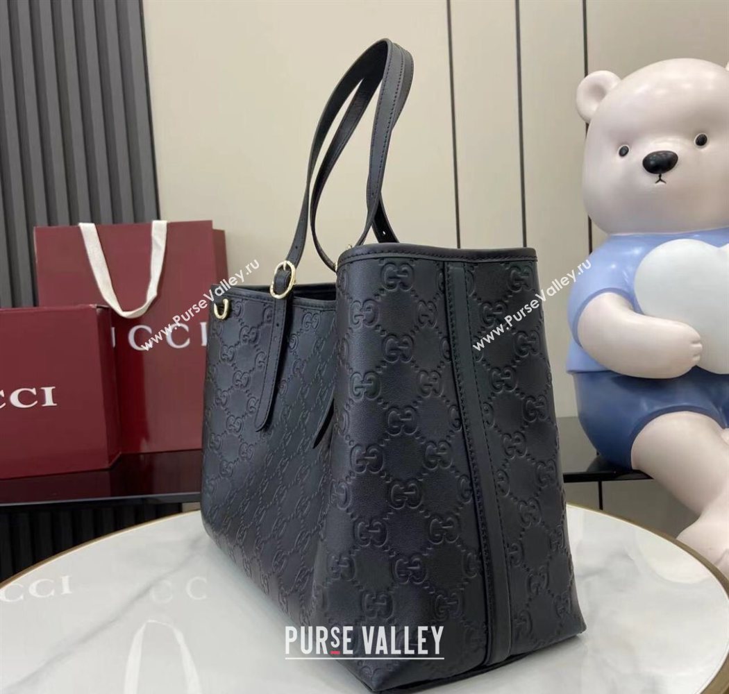 Gucci GG Leather Emblem Large Tote bag 815213 Black 2025 (XLU-250701011)