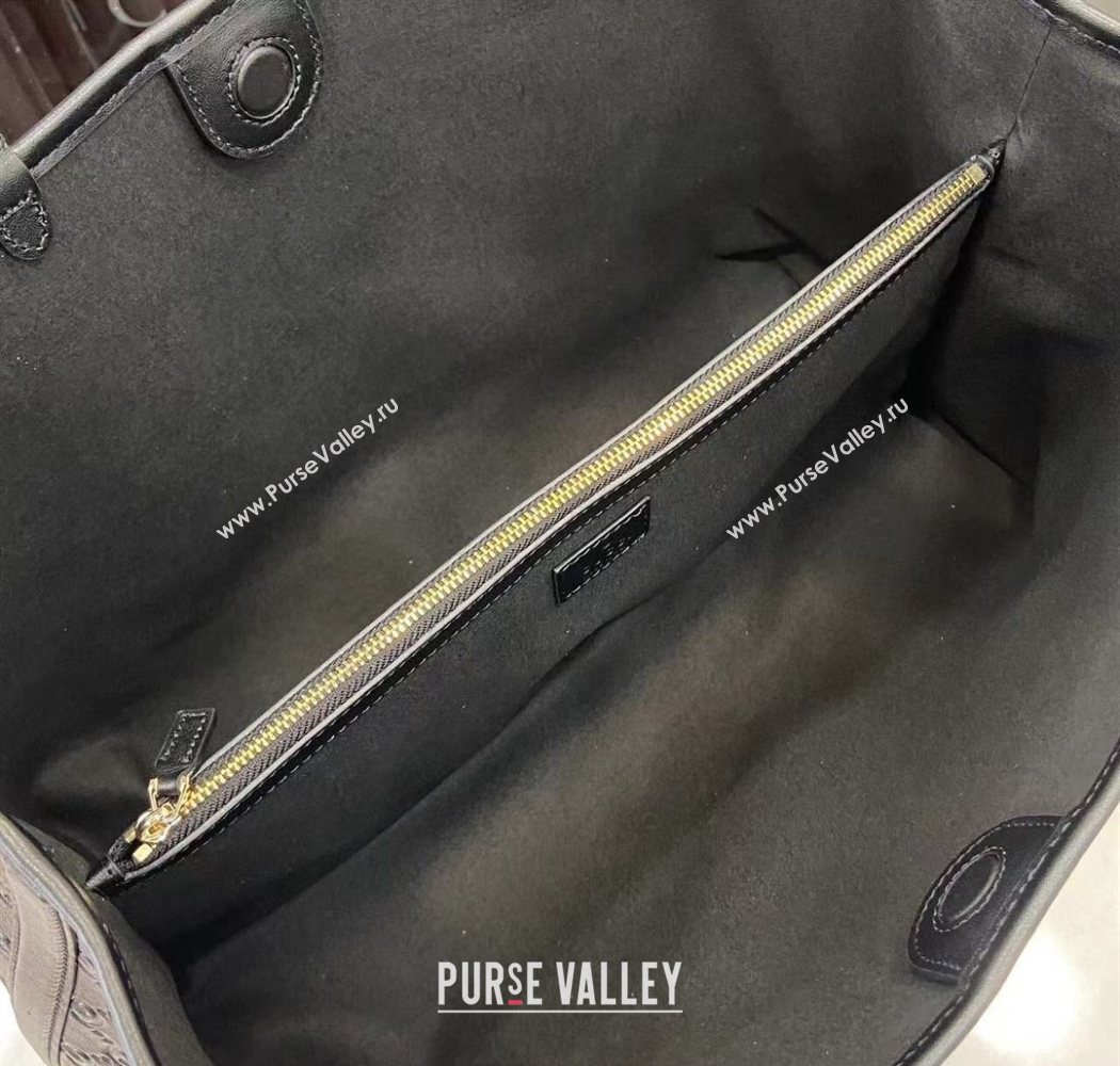 Gucci GG Leather Emblem Large Tote bag 815213 Black 2025 (XLU-250701011)