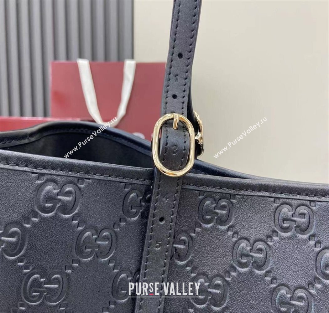Gucci GG Leather Emblem Large Tote bag 815213 Black 2025 (XLU-250701011)