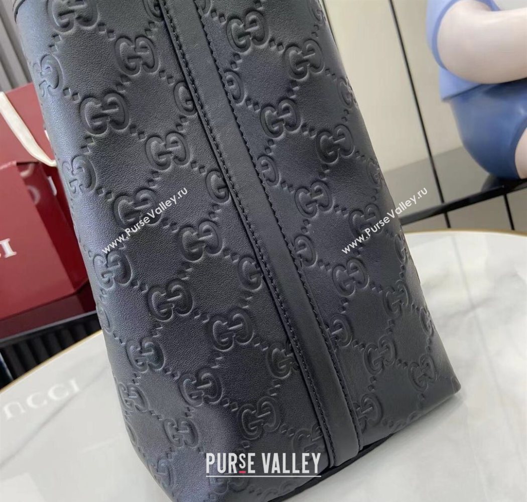 Gucci GG Leather Emblem Large Tote bag 815213 Black 2025 (XLU-250701011)