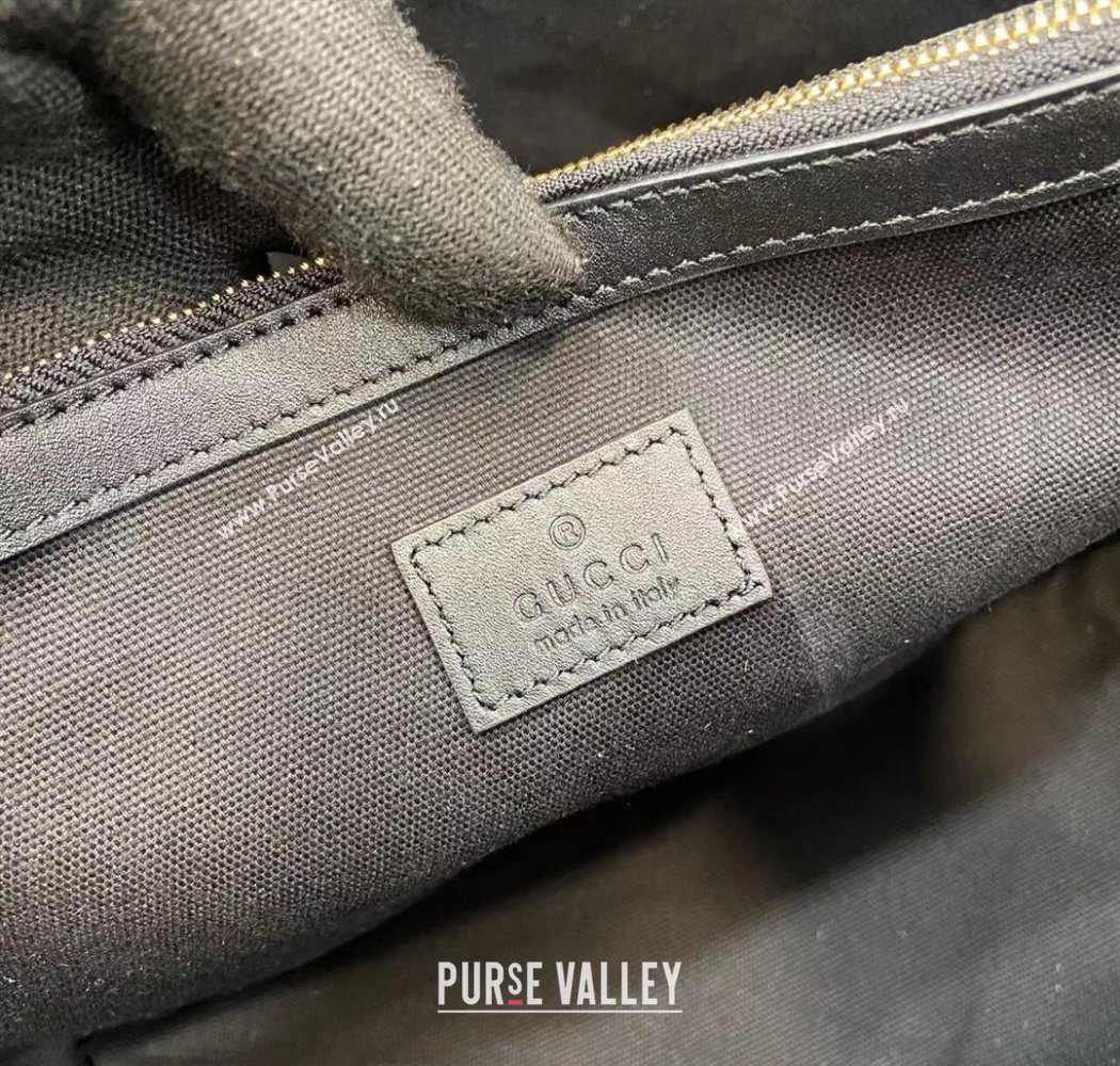 Gucci GG Leather Emblem Medium Bucket Bag Black 2025 815103 (XLU-250701012)