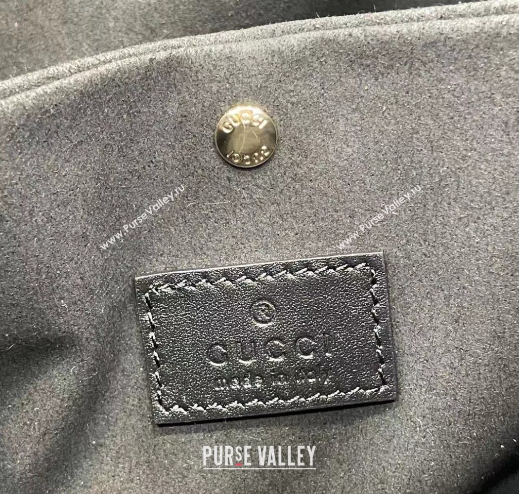 Gucci GG Leather Emblem Small Bucket Bag 815118 Black 2025 (XLU-250701013)