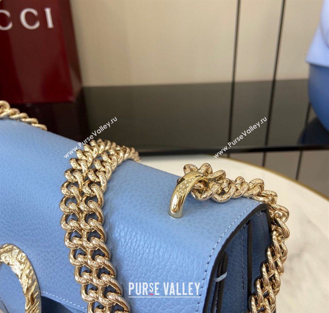 Gucci Dionysus medium shoulder bag in grainy leather Light Blue 2025 795005 (XLU-250701014)