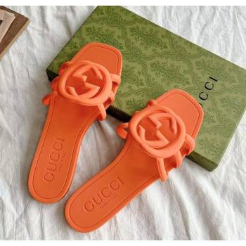Gucci Interlocking G Flat Slides Sandal in Matte PVC Orange 2025 780307 (GDX-250711117)