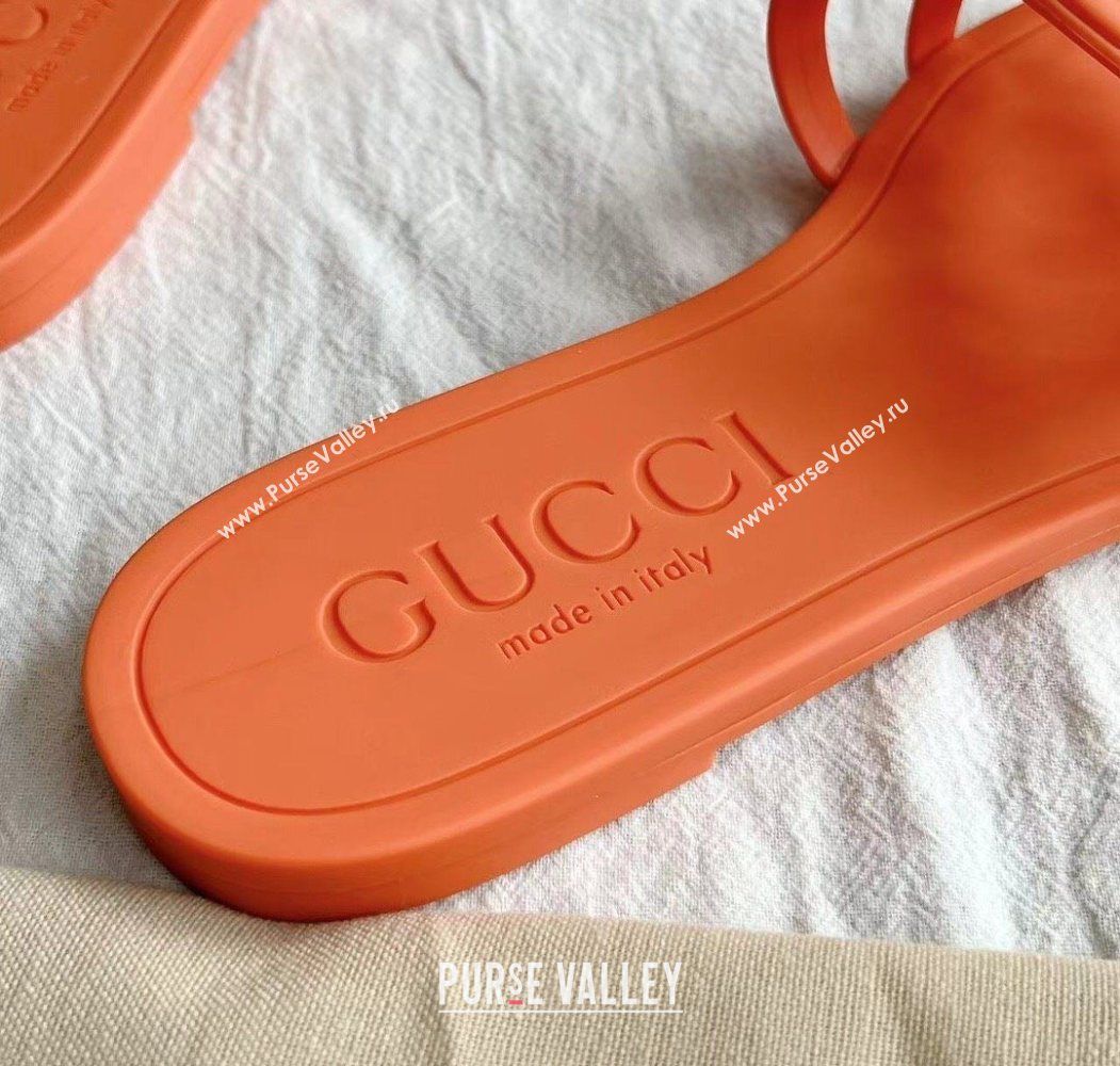 Gucci Interlocking G Flat Slides Sandal in Matte PVC Orange 2025 780307 (GDX-250711117)