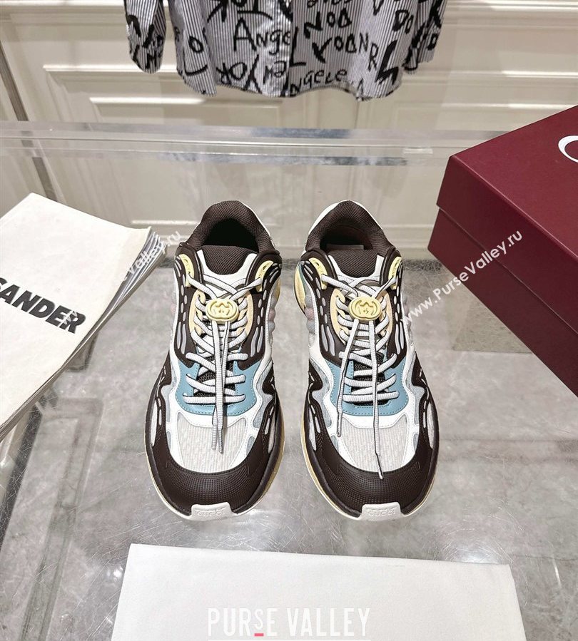 Gucci 2.0 Sneakers in Mesh and Leather Black/Blue 2025 816489 (MD-250712001)
