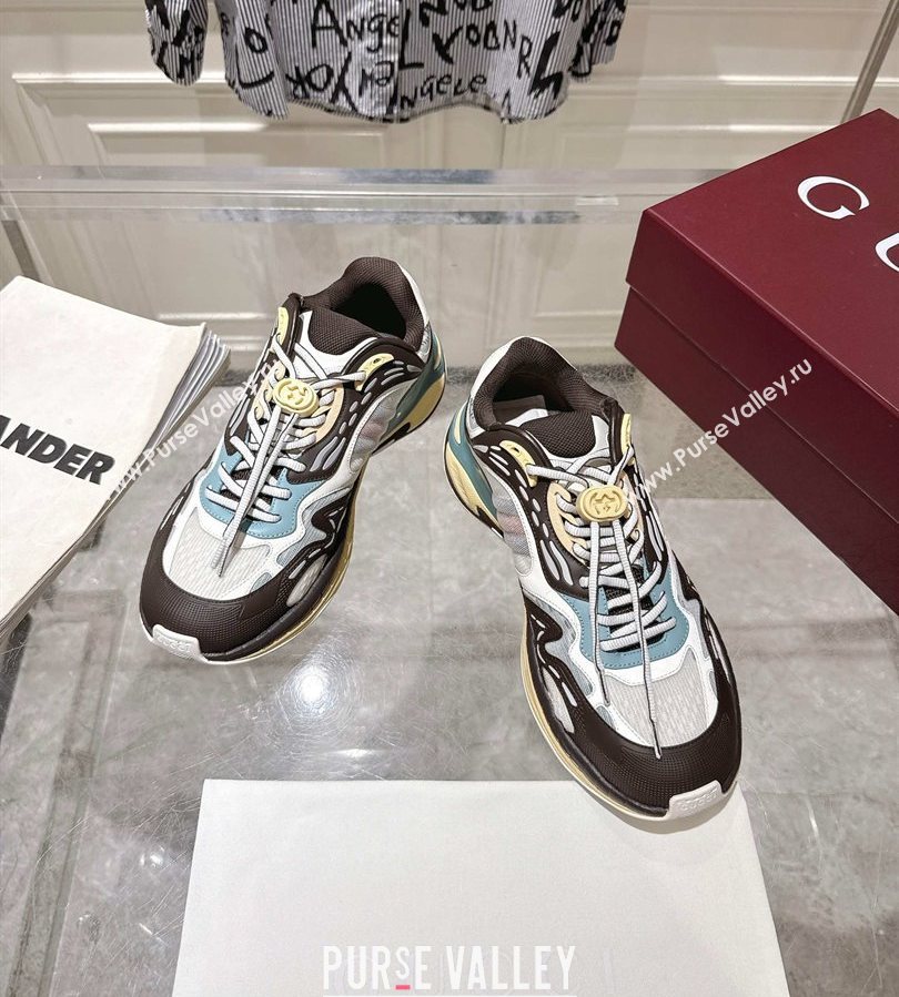 Gucci 2.0 Sneakers in Mesh and Leather Black/Blue 2025 816489 (MD-250712001)