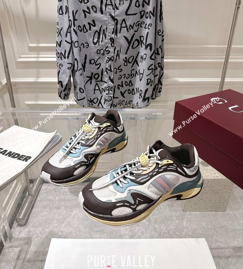 Gucci 2.0 Sneakers in Mesh and Leather Black/Blue 2025 816489 (MD-250712001)