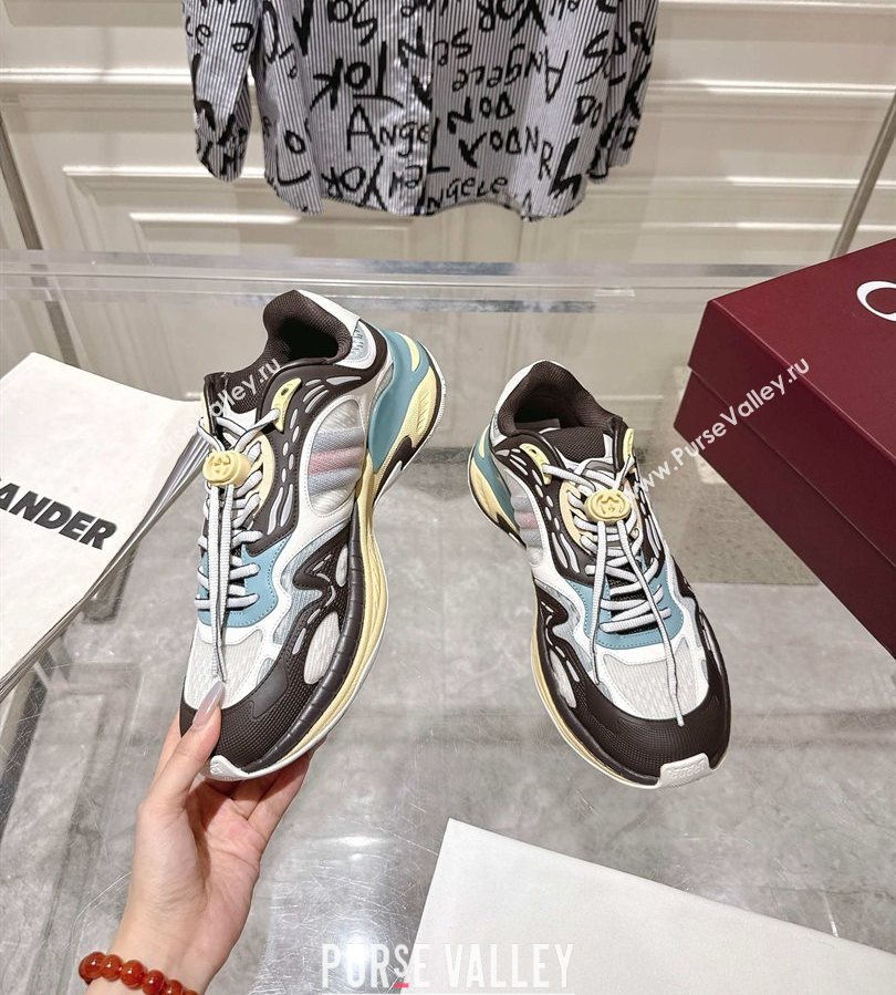 Gucci 2.0 Sneakers in Mesh and Leather Black/Blue 2025 816489 (MD-250712001)