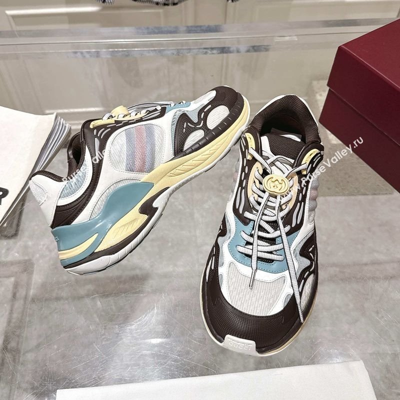 Gucci 2.0 Sneakers in Mesh and Leather Black/Blue 2025 816489 (MD-250712001)