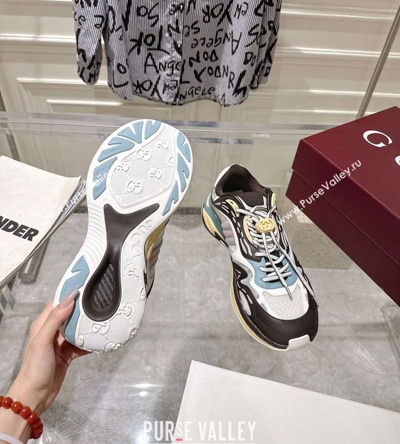 Gucci 2.0 Sneakers in Mesh and Leather Black/Blue 2025 816489 (MD-250712001)