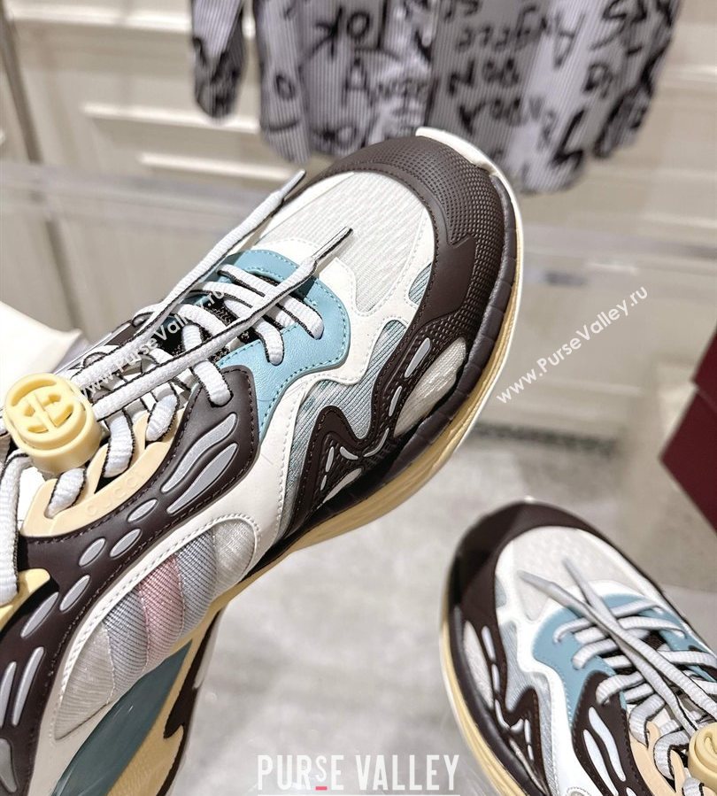 Gucci 2.0 Sneakers in Mesh and Leather Black/Blue 2025 816489 (MD-250712001)