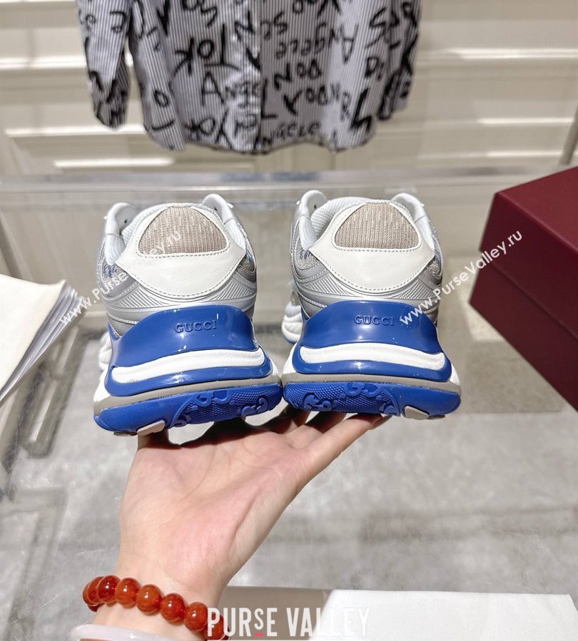 Gucci 2.0 Sneakers in Mesh and Leather Grey/Blue 2025 816489 (MD-250712002)