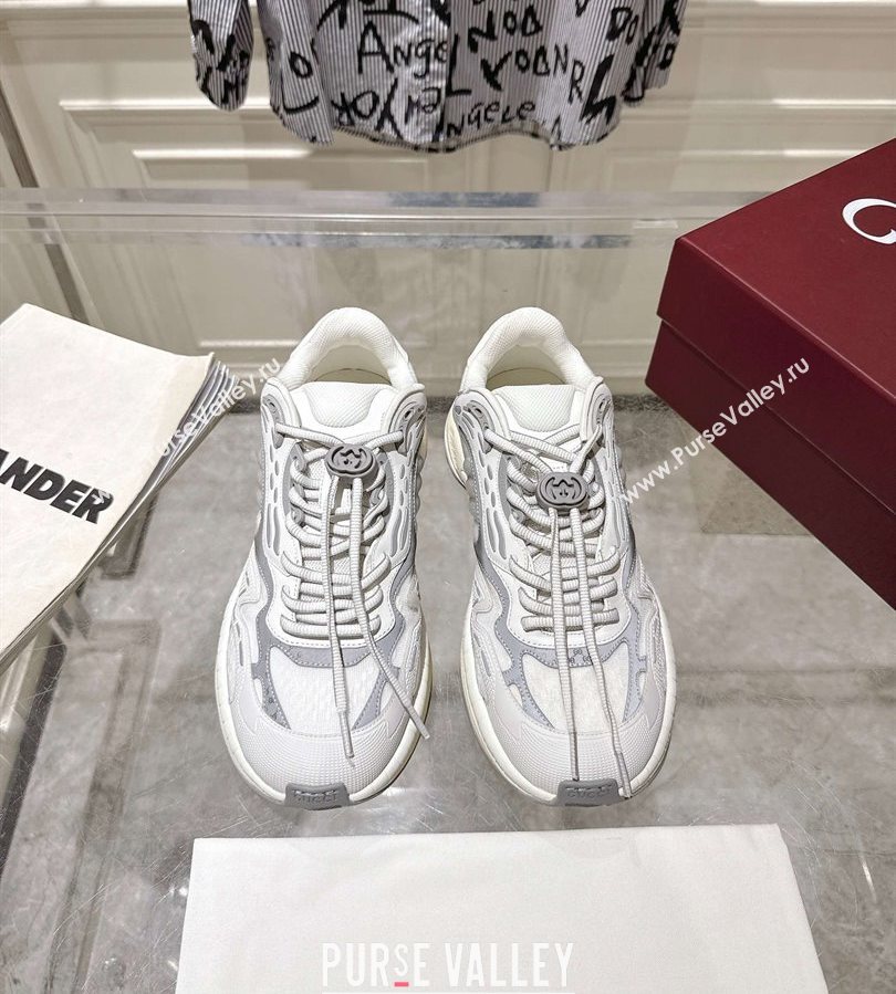 Gucci 2.0 Sneakers in Mesh and Leather Grey/White 2025 816489 (MD-250712003)