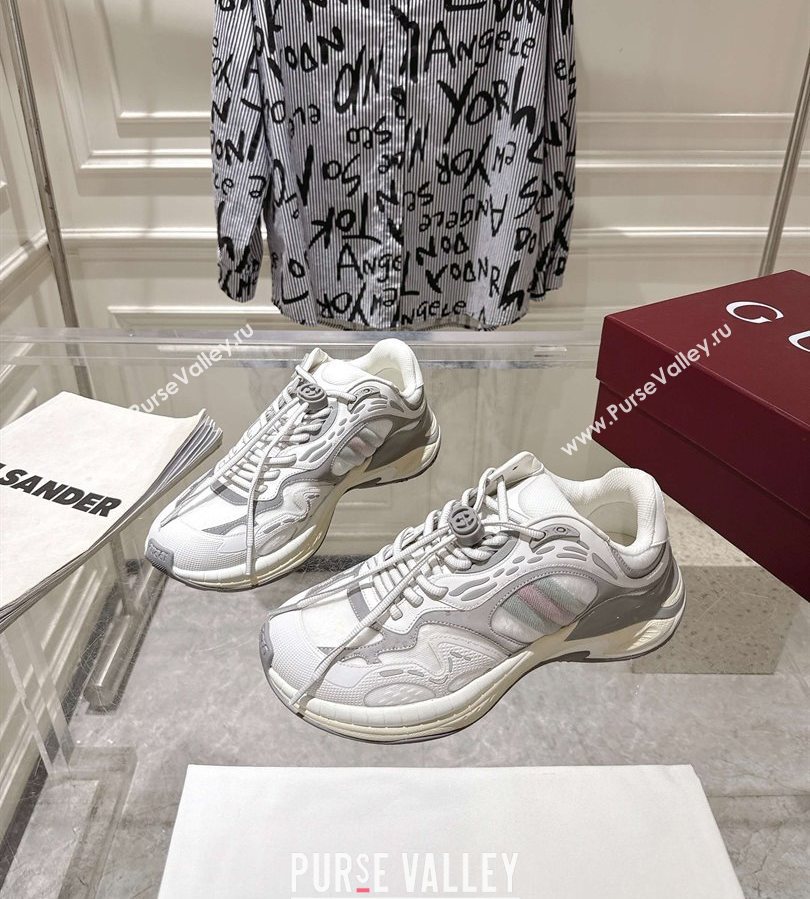Gucci 2.0 Sneakers in Mesh and Leather Grey/White 2025 816489 (MD-250712003)