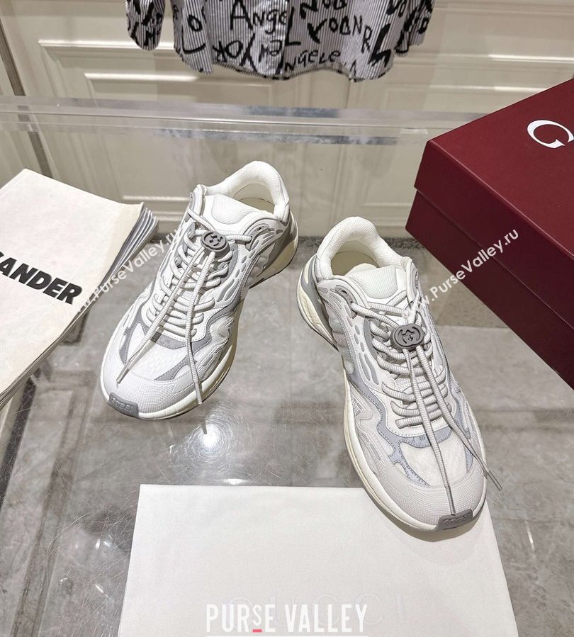 Gucci 2.0 Sneakers in Mesh and Leather Grey/White 2025 816489 (MD-250712003)