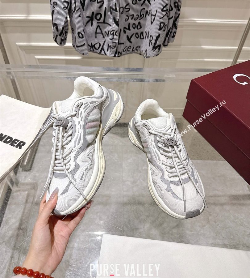 Gucci 2.0 Sneakers in Mesh and Leather Grey/White 2025 816489 (MD-250712003)