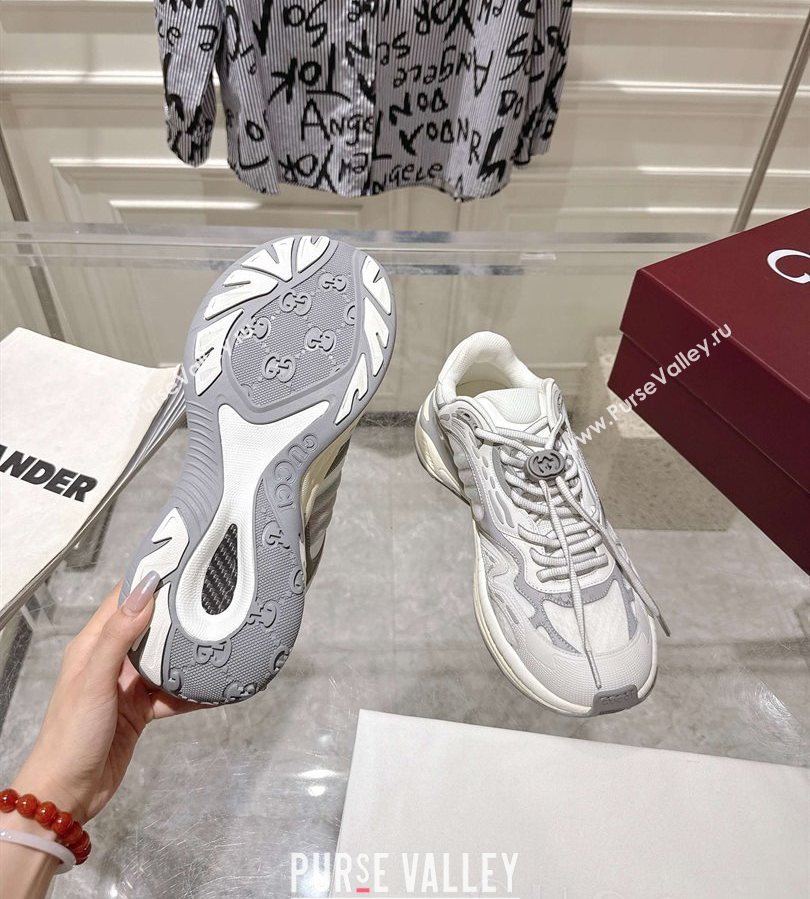 Gucci 2.0 Sneakers in Mesh and Leather Grey/White 2025 816489 (MD-250712003)