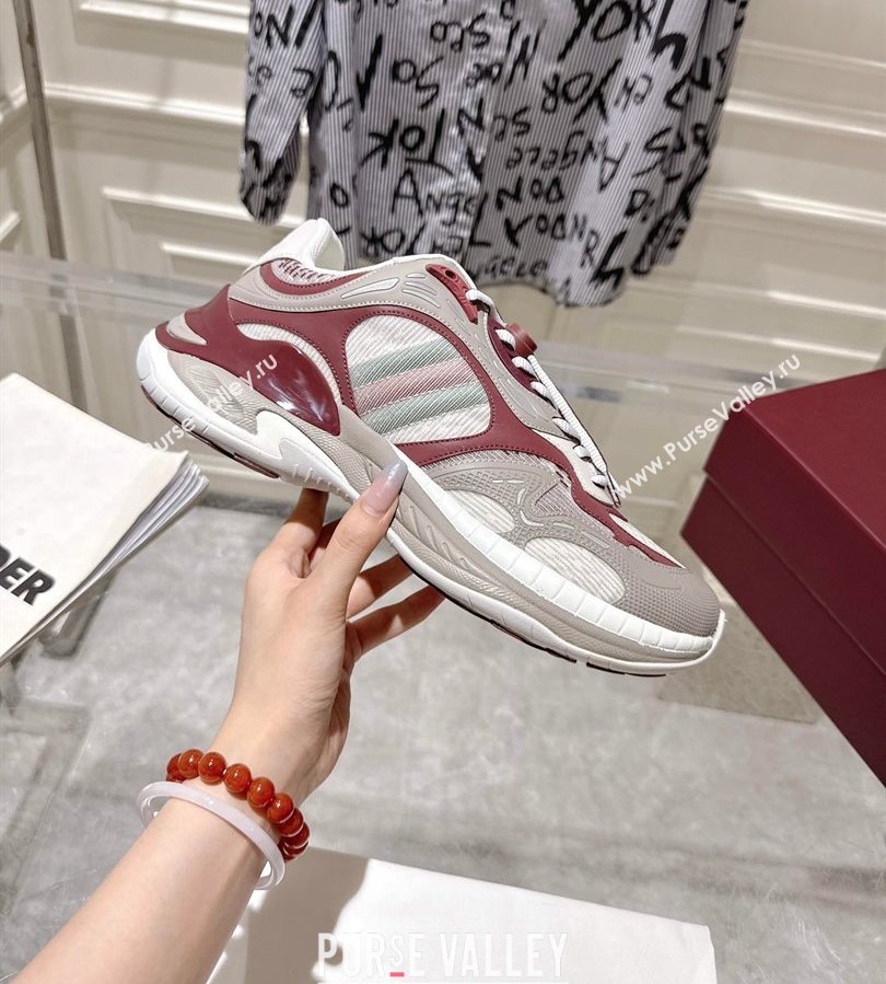 Gucci 2.0 Sneakers in Mesh and Leather Grey/Ancora Red 2025 816489 (MD-250712004)