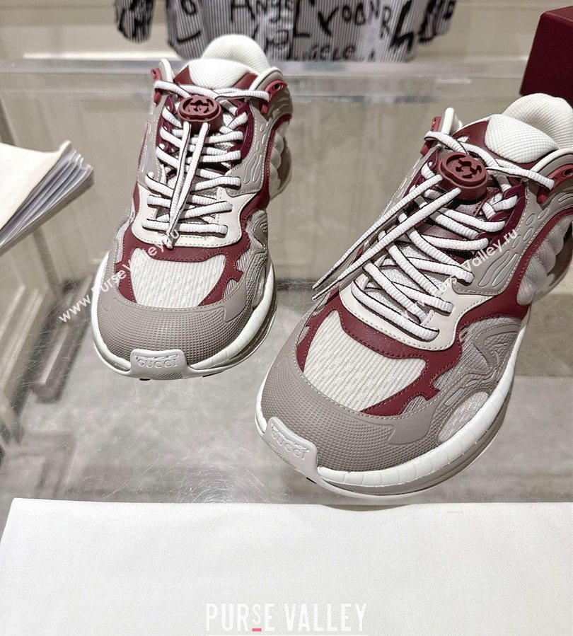 Gucci 2.0 Sneakers in Mesh and Leather Grey/Ancora Red 2025 816489 (MD-250712004)