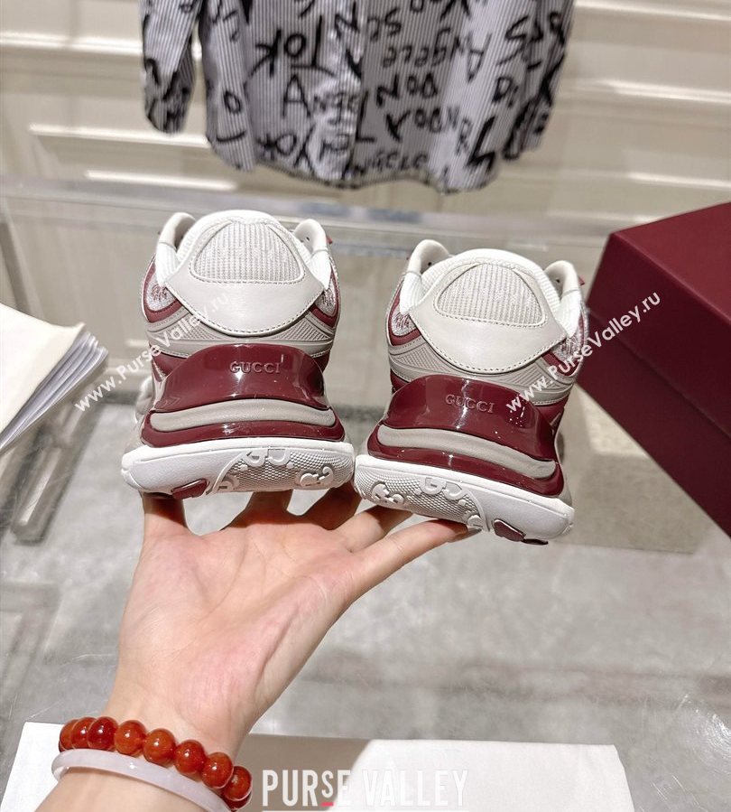 Gucci 2.0 Sneakers in Mesh and Leather Grey/Ancora Red 2025 816489 (MD-250712004)