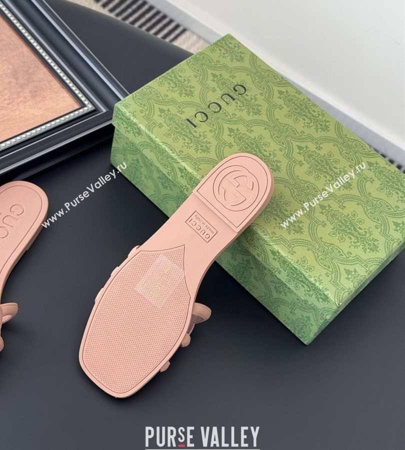 Gucci Interlocking G Flat Slides Sandal in Matte PVC Nude Pink 2025 780307 (GDX-250711120)