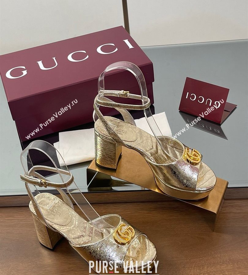 Gucci Leather Platform Sandals 8.5cm with Double G Gold 2025 832450 (SS-250711151)