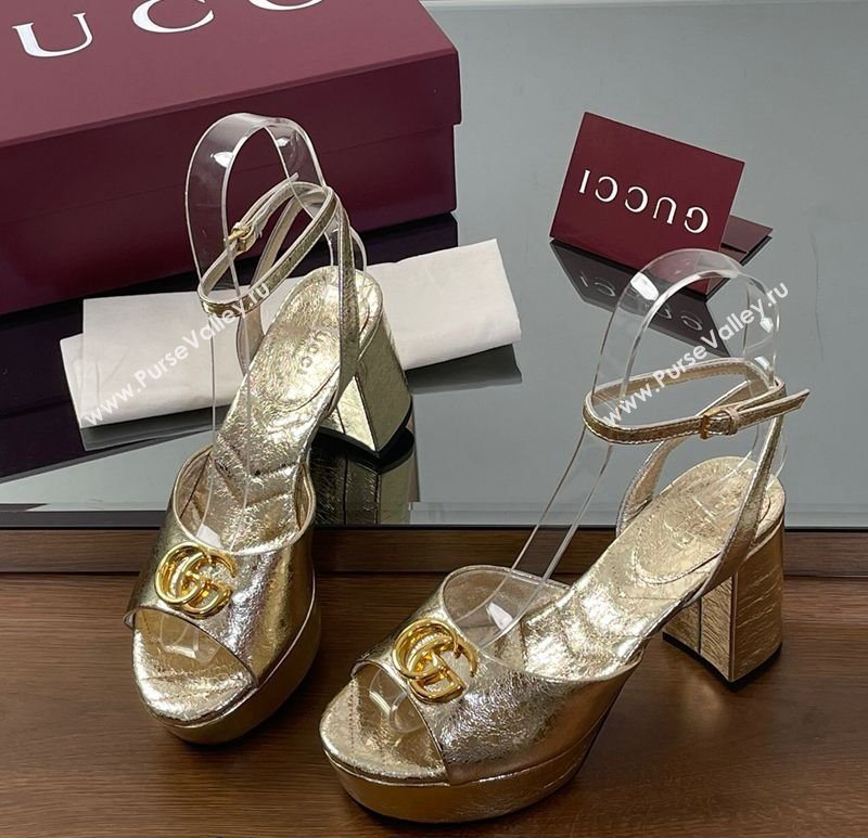 Gucci Leather Platform Sandals 8.5cm with Double G Gold 2025 832450 (SS-250711151)