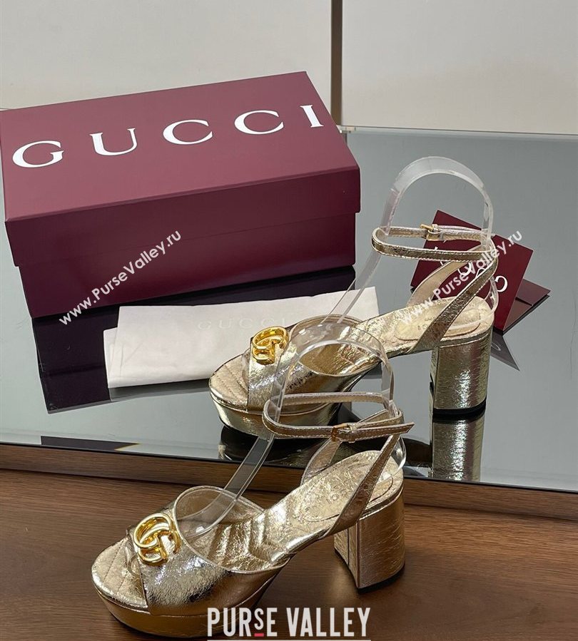 Gucci Leather Platform Sandals 8.5cm with Double G Gold 2025 832450 (SS-250711151)