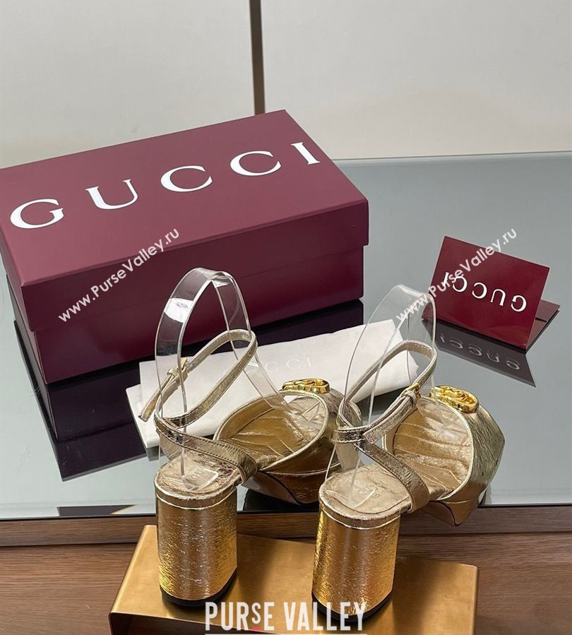 Gucci Leather Platform Sandals 8.5cm with Double G Gold 2025 832450 (SS-250711151)