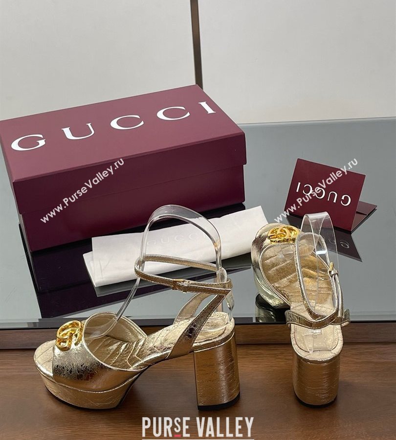 Gucci Leather Platform Sandals 8.5cm with Double G Gold 2025 832450 (SS-250711151)