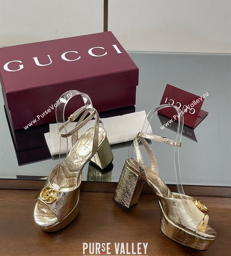 Gucci Leather Platform Sandals 8.5cm with Double G Gold 2025 832450 (SS-250711151)