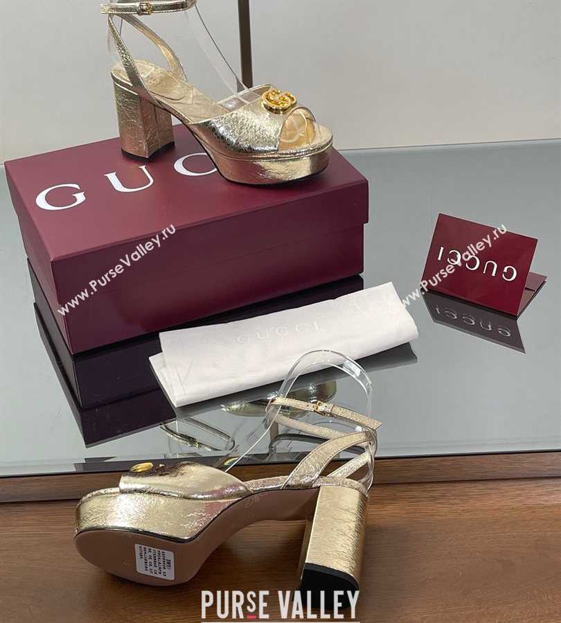 Gucci Leather Platform Sandals 8.5cm with Double G Gold 2025 832450 (SS-250711151)