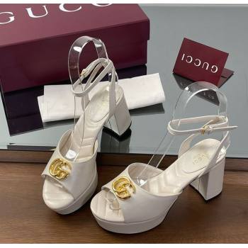 Gucci Leather Platform Sandals 8.5cm with Double G White 2025 832450 (SS-250711153)