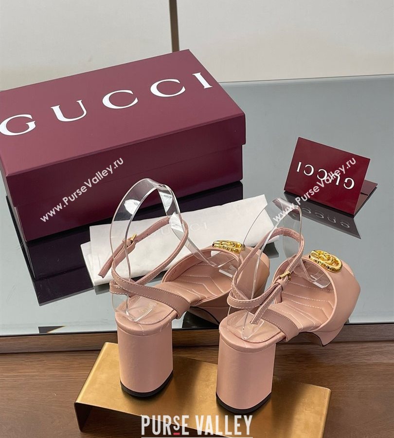 Gucci Leather Platform Sandals 8.5cm with Double G Pale Pink 2025 832450 (SS-250711155)