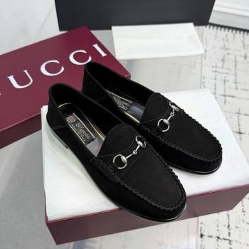 Gucci Gigi Loafers in Suede with Horsebit Black 2025 832633 (KER-250712024)