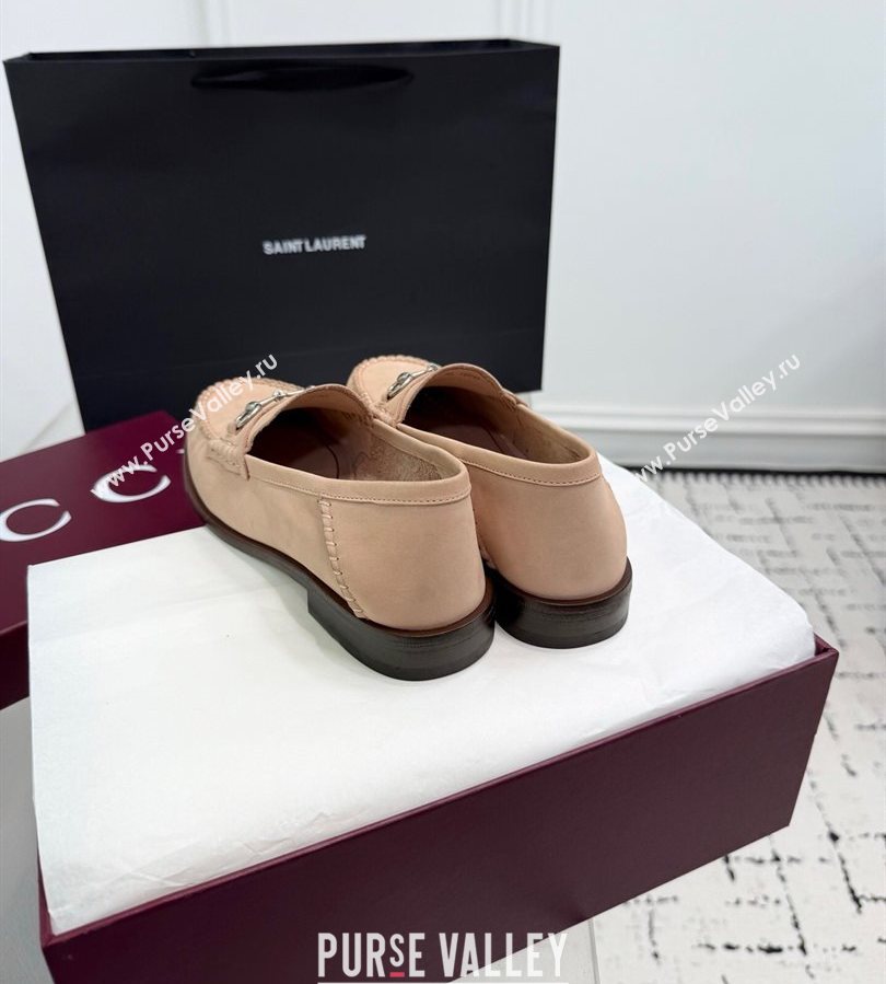 Gucci Gigi Loafers in Suede with Horsebit Nude Pink 2025 832633 (KER-250712027)
