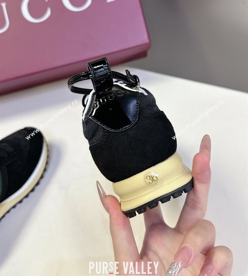 Gucci Womens Re-Motion Sneakers with Ankle Strap in GG Canvas and Suede Black 2025 832918 (HQG-250712008)