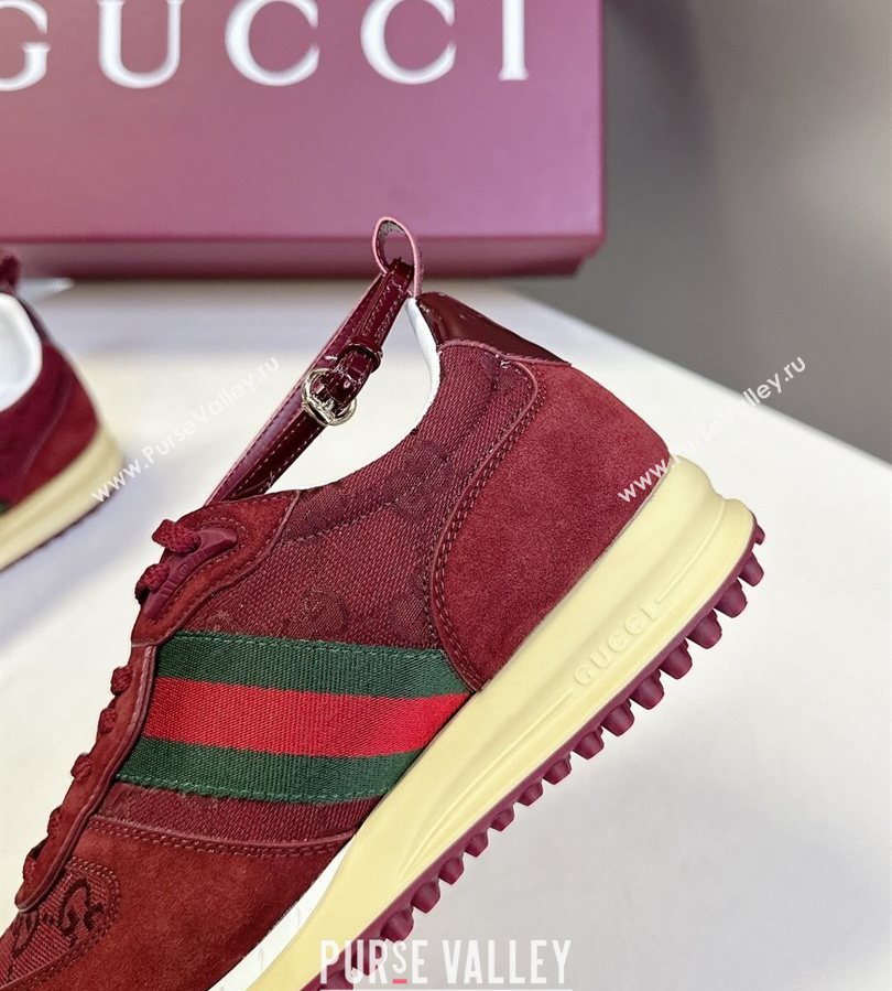Gucci Womens Re-Motion Sneakers with Ankle Strap in GG Canvas and Suede Ancora Red 2025 832918 (HQG-250712011)