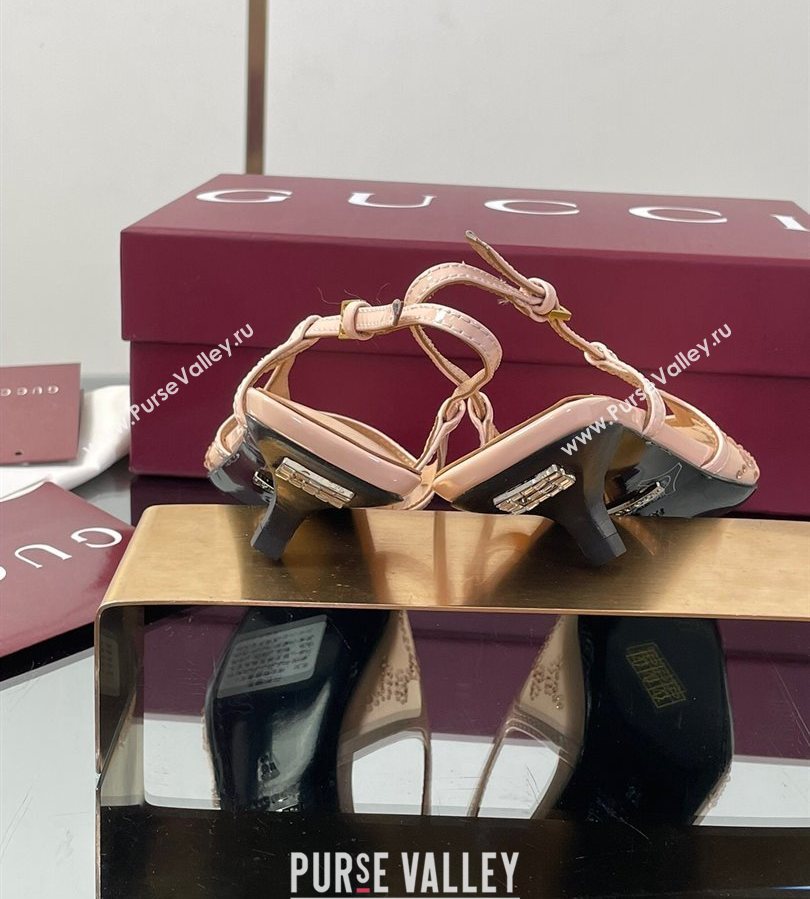 Gucci GG Mesh and Patent Leather Slingback Pumps 3.5cm Nude 2025 840728 (MD-250712031)