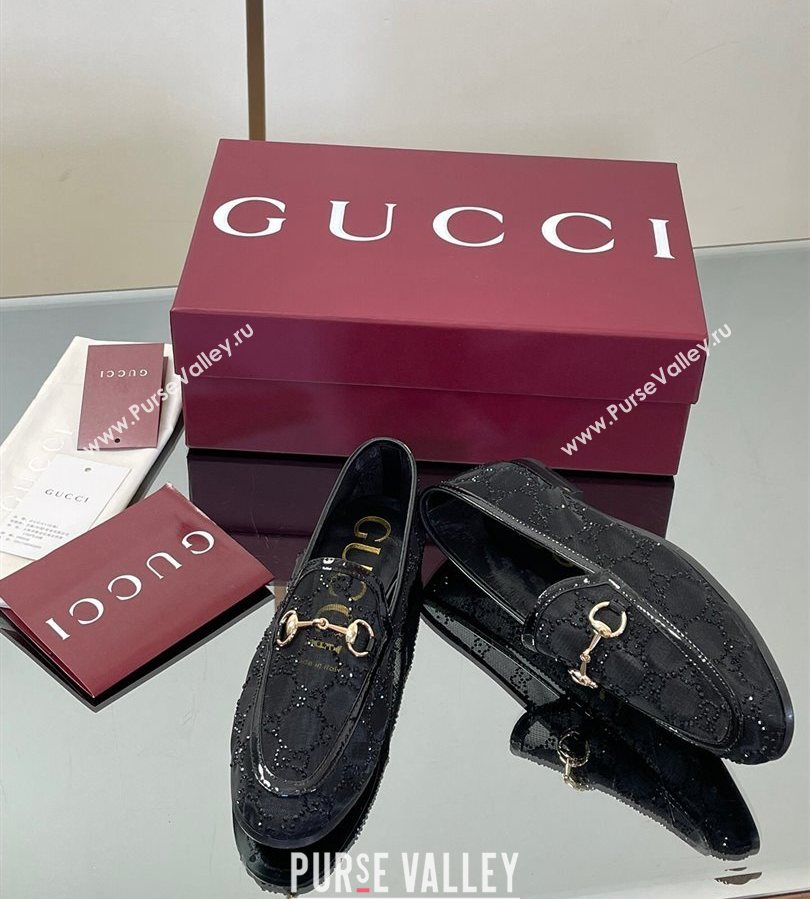 Gucci GG Mesh and Patent Leather Jordaan Loafers Black 2025 835483 (MD-250712037)